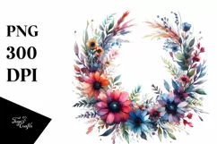 Vibrant Wild Flowers Wreath | Sublimation | Clipart. Product Image 1