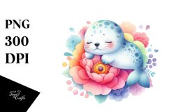 Colorful Baby Seal Sleeping Clipart Product Image 3