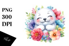 Cute Baby Seal Watercolor Clipart Product Image 3