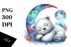 Colorful Cute Baby Polar Bear Moon | Clipart Product Image 3
