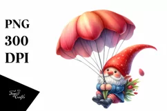 Gnome with Tulip Parachute in the Air | Sublimation | Product Image 1