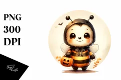 Cute Baby Bee Halloween Clipart PNG Product Image 1