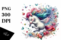 Colorful Baby Unicorn Tumbling with Spring Petals, Product Image 3