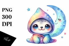 Colorful Moon Macaw Baby | Sublimation | Clipart Product Image 1