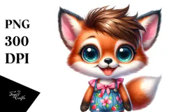Cute Baby Fox at the Beach, PNG Product Image 1