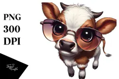 Silly Baby Calf with Sunglasses, Artistic PNG Product Image 1
