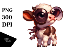 Silly Baby Calf with Sunglasses, Artistic PNG Product Image 1