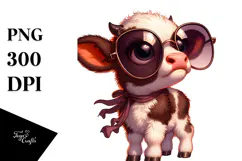 Silly Baby Calf with Sunglasses, Artistic PNG Product Image 1
