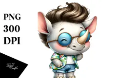 Baby Rhino Dressed for the Beach PNG Product Image 1