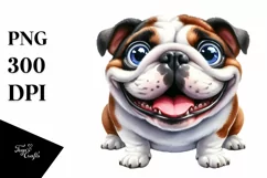 Crazy Bulldog Sitting Looking Up | Sublimation | Clipart Product Image 1