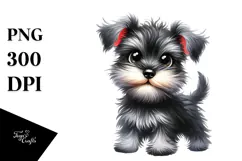 Happy Cartoon Miniature Schnauzer Baby, Transparent PNG Product Image 1