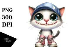 Expressive Cat Sports Shoes White Background | Clipart Product Image 1
