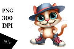 Expressive Cat Sports Shoes White Background | Clipart Product Image 1