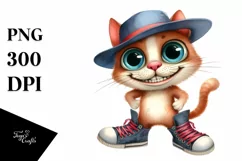 Expressive Cat Sports Shoes White Background | Clipart Product Image 3