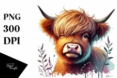 Highland Calf with Cool Haircut PNG Product Image 1