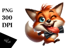 Silly Cartoon Fox Jumping PNG Product Image 1