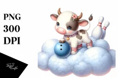 Cute Baby Cow Bowling in Style | Clipart Product Image 3