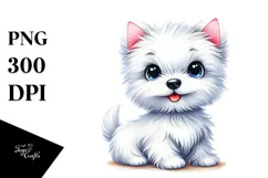 Watercolor Cute Cartoon West Highland White Terrier Product Image 1