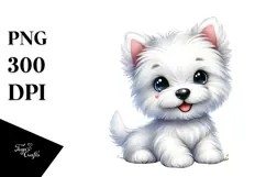 Watercolor Cute Cartoon West Highland White Terrier Product Image 1