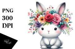 Cartoon-Style Watercolor Bunny, Transparent PNG Product Image 1