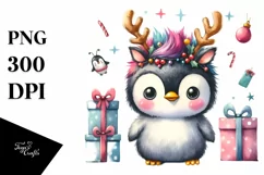 cute Baby Watercolor Penguin PNG Product Image 1