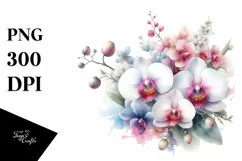 Washed Orchid Watercolor Sublimation Clipart Product Image 1