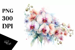 Washed Orchid Watercolor Sublimation Clipart Product Image 1