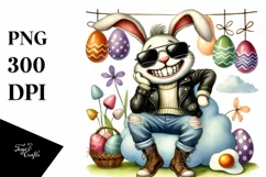 Goofy Bunny with Leather Jeans PNG Product Image 1