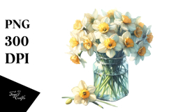 Washed Narcissus Jar Sublimation Clipart Product Image 1