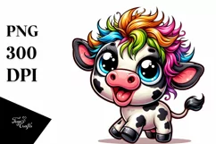 Colorful Cow Cartoon Sublimation Clipart Product Image 3