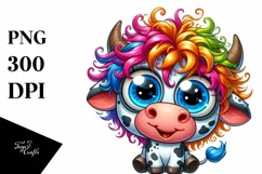 Colorful Cow Cartoon Sublimation Clipart Product Image 3