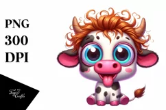 Colorful Cow Cartoon Sublimation Clipart Product Image 3