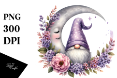 Cute GNOME with Floral Frame PNG Product Image 1
