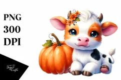Cute Baby Cow Pumpkin | Sublimation Clipart Product Image 3