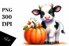 Cute Baby Cow Pumpkin | Sublimation Clipart Product Image 3