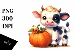 Cute Baby Cow Pumpkin | Sublimation Clipart Product Image 3