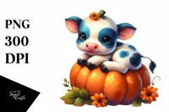 Cute Baby Cow Pumpkin | Sublimation Clipart Product Image 3