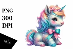 Colorful Baby Unicorn PNG Product Image 1