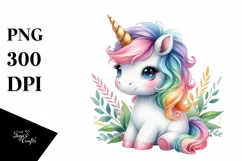 Colorful Baby Unicorn PNG Product Image 1