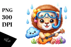 Baby Lion Guitar PNG Product Image 1