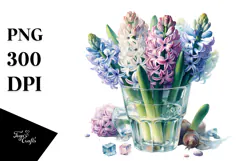Watercolor Filled with Large Hyacinth | Clipart Product Image 1