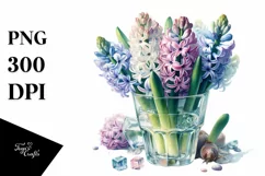 Watercolor Filled with Large Hyacinth | Clipart Product Image 1