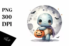 Cute Halloween Baby Turtle PNG Product Image 1