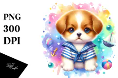 Vibrant Pastel Cute Puppy Sailor Suit Product Image 1