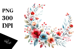 Colorful Washed Watercolor Frame, Lily Flowers, PNG Product Image 1
