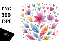 Simple Boho Hearts Flower, PNG Product Image 1