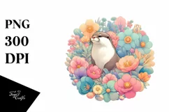 Colorful Otter Floral | Clipart Product Image 1