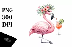 Vibrant Flamingo Cocktail Design | Sublimation | Clipart Product Image 3