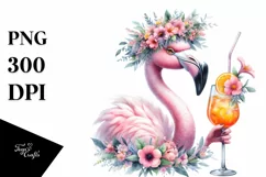 Vibrant Flamingo Cocktail Design | Sublimation | Clipart Product Image 3