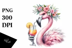 Vibrant Flamingo Cocktail Design | Sublimation | Clipart Product Image 3
